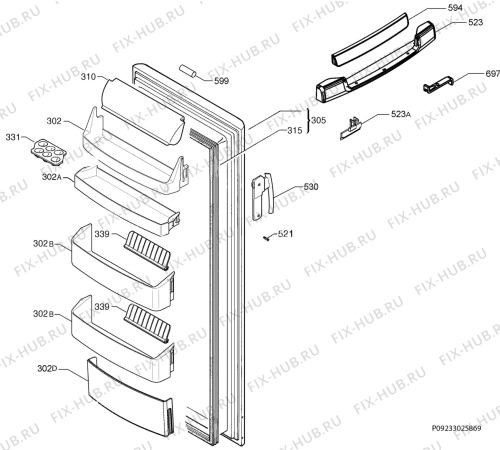 Взрыв-схема холодильника Electrolux ERA39370W - Схема узла Door 003